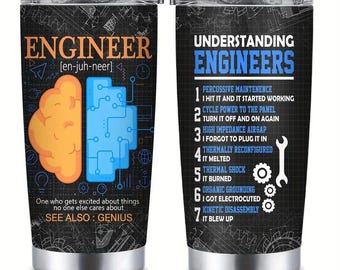 20oz Engineer-Themed Insulated Tumbler with Lid - Stainless Steel,Perfect Gift for Mechanical Engineering Students & Professionals