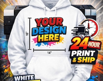 Custom DTG White Gildan Hoodie