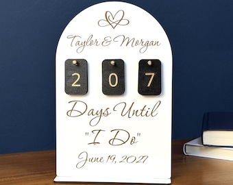 Personalized Wedding Countdown Calendar – Days Until “I Do” Modern Wedding Decor, Engagement Gift