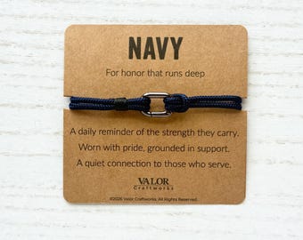 Navy Support Bracelet: Military Keepsake Gift, Paracord Wristband