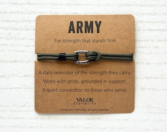 Army Support Bracelet: Military Keepsake Gift, Paracord Wristband
