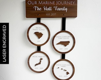 Military Duty Station Display Wall Art For Military Service Modern Wall Decor Custom Wood Decor For Retirement Gift PCS Duty Location Art