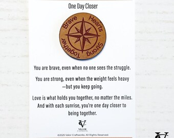 Leather Compass Token, Military Deployment Gift, Long Distance Keepsake