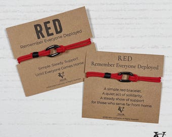 Remember Everyone Deployed RED Military Support Bracelet Deployment Gift For Military Family Support Troops Deployment Reminder Wrist Band