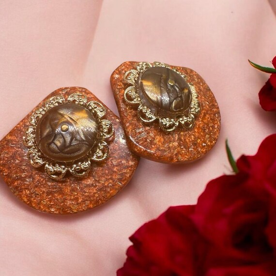 80s Throwback Statement Earrings – Bakelite Scara… - image 3