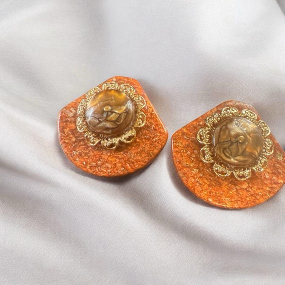 80s Throwback Statement Earrings – Bakelite Scara… - image 1