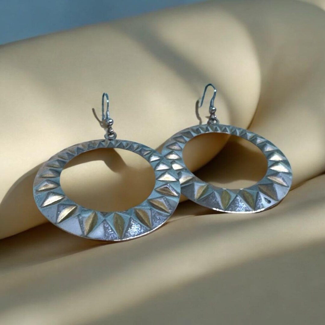 Vintage 80s Silver 3D Statement Hoop Earrings – Large Round Shiny ...