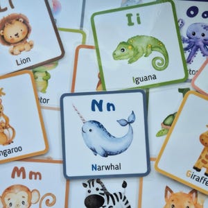 Engelse alfabet-flashcards | Montessori-abc-kaarten voor kinderen | Gelamineerde leerkaarten | Letterherkenningsspeelgoed voor kleuters