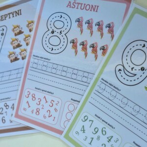 Nummertraceerkaarten 1-9 | Montessori-werkbladen wiskunde | Herbruikbare A5-vellen voor peuters | Educatief cadeau | Aangepaste taal