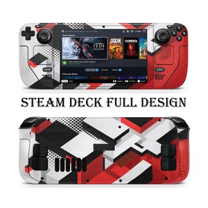 Steam Deck Full Skin – Red, Black & White Geometric Design | Custom Protective Wrap