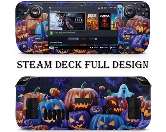 Halloween Steam Deck Skin – Pumpkin, Ghost, and Bat Design | Full Protective Console Wrap