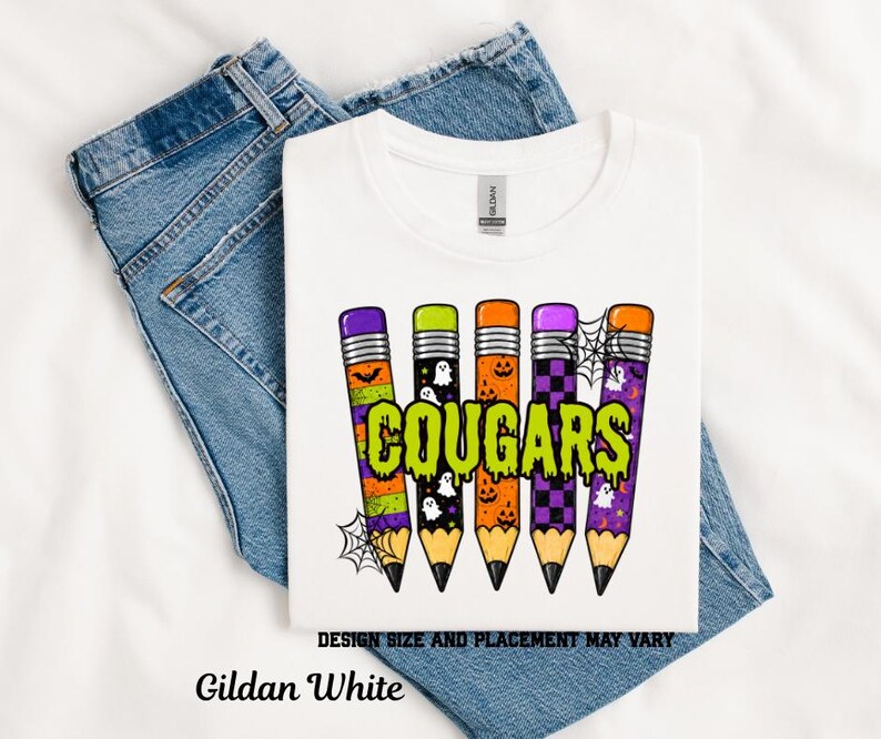 Halloween Spooky Cougars Pencil Printed Shirt