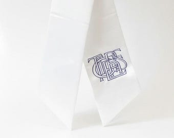 Tigers Intertwined Letters Embroidered Satin Wreath Sash