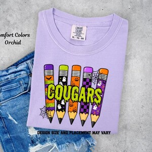 Halloween Spooky Cougars Pencil Printed Shirt