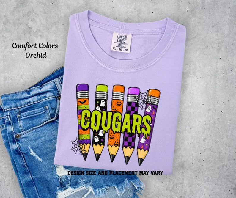 Halloween Spooky Cougars Pencil Printed Shirt
