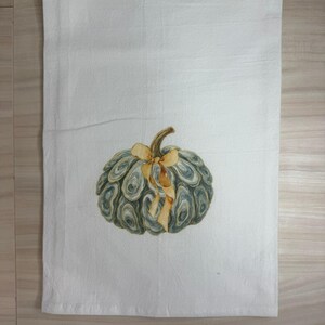 Oyster Shell Pumpkin Printed on White Flour Sack Towel