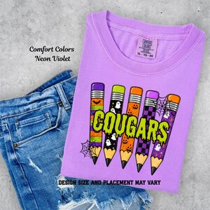 Halloween Spooky Cougars Pencil Printed Shirt
