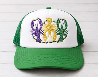 Ready to Ship Mardi Gras Crawfish Trio Trucker Adult Hat