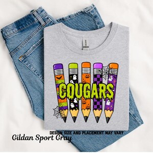 Halloween Spooky Cougars Pencil Printed Shirt