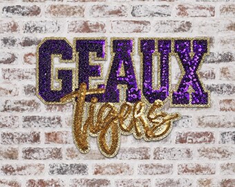 Geaux Tigers Purple And Gold Sequin Iron On patch