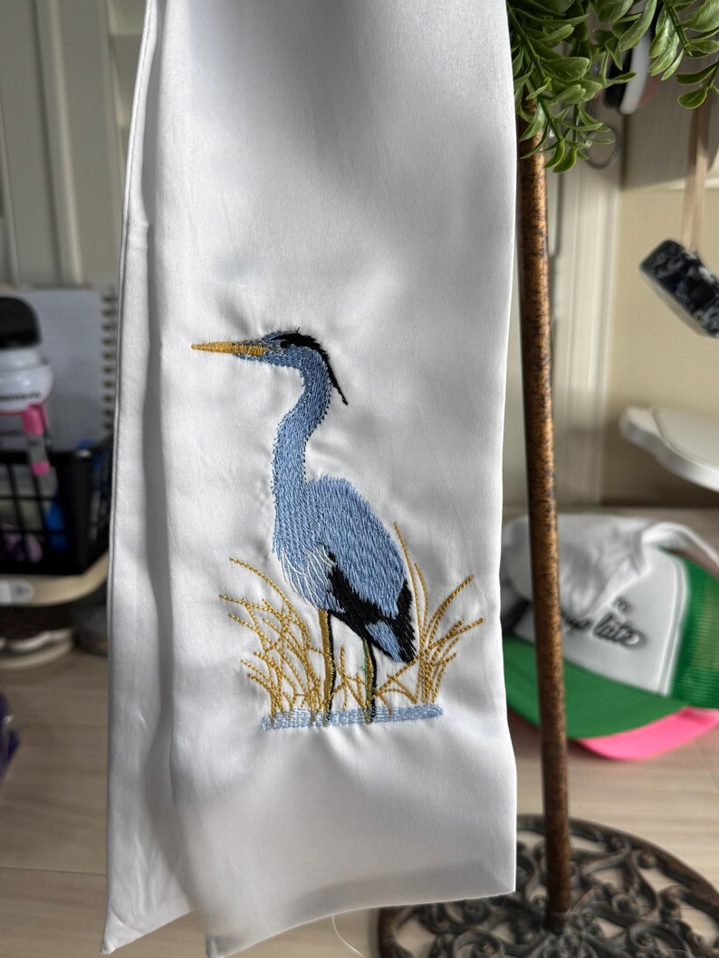 Blue Heron Embroidered Wreath Sash image 4
