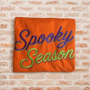 Spooky Season Script Shadow Embroidered Shirt