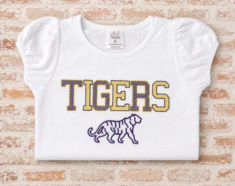 Tigers Outline and Filled Embroidered Shirt