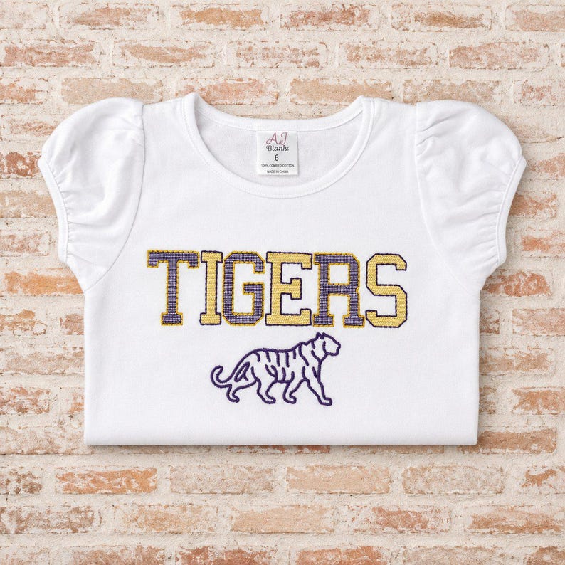 Tigers Outline and Filled Embroidered Shirt