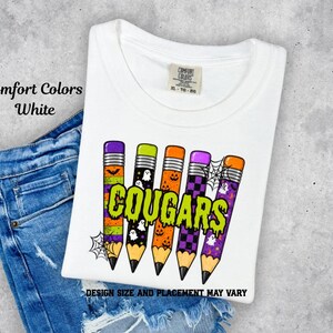 Halloween Spooky Cougars Pencil Printed Shirt