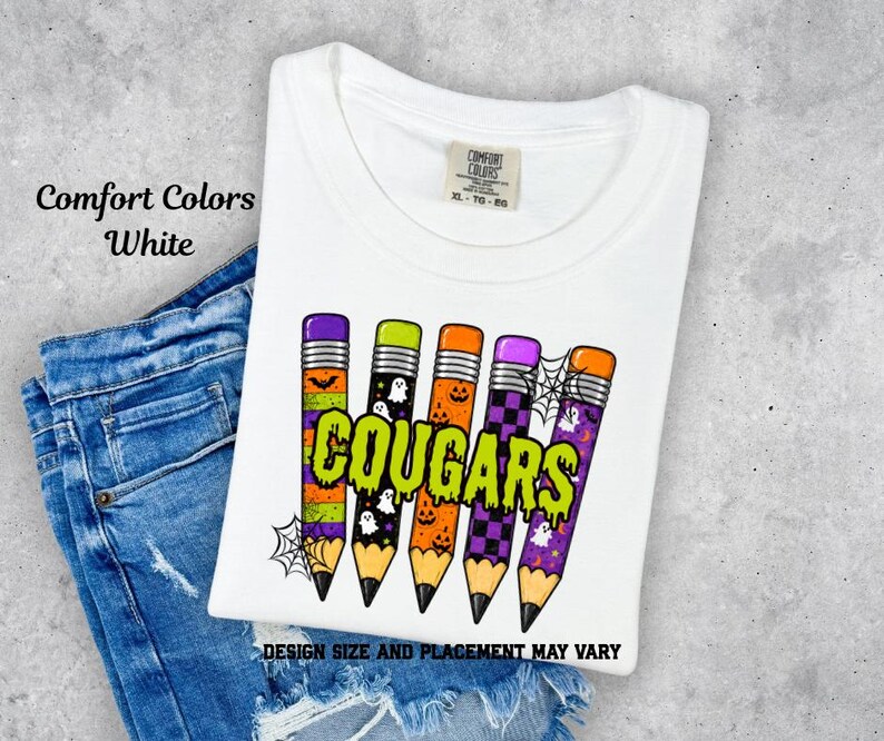 Halloween Spooky Cougars Pencil Printed Shirt