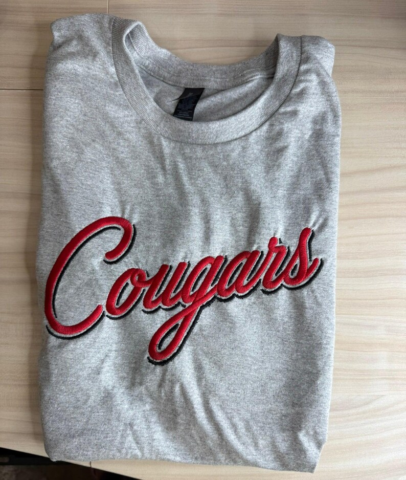 Cougars Script w/outline Embroidered Shirt