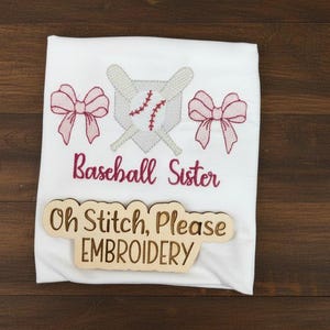 Baseball and Crossed Bats with Bows Embroidered Shirt