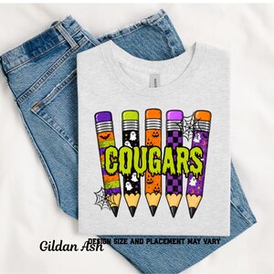 Halloween Spooky Cougars Pencil Printed Shirt
