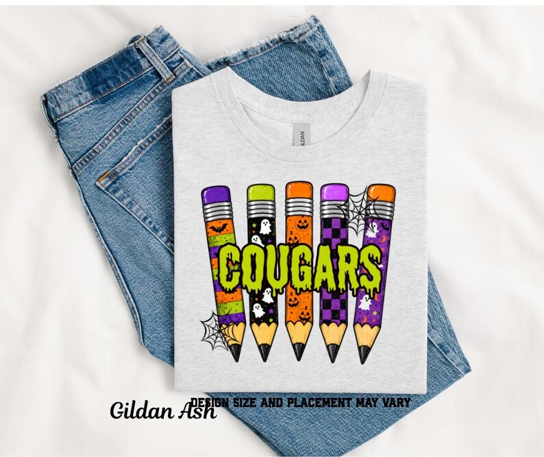 Halloween Spooky Cougars Pencil Printed Shirt
