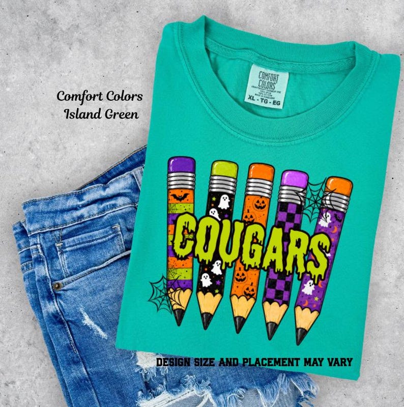 Halloween Spooky Cougars Pencil Printed Shirt