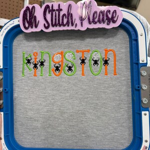 Halloween Custom Name with Spiders and Webs Embroidered T-Shirt