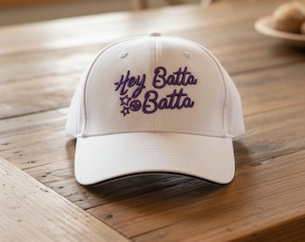 3D Puff Embroidered Hat with words Hey Batta Batta {Puff Embroidery}