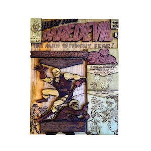 Daredevil SVG, Custom comic covers, wooden manga book, Christmas gifts, graphic novel, laser cut, personalized comic, laser engraved