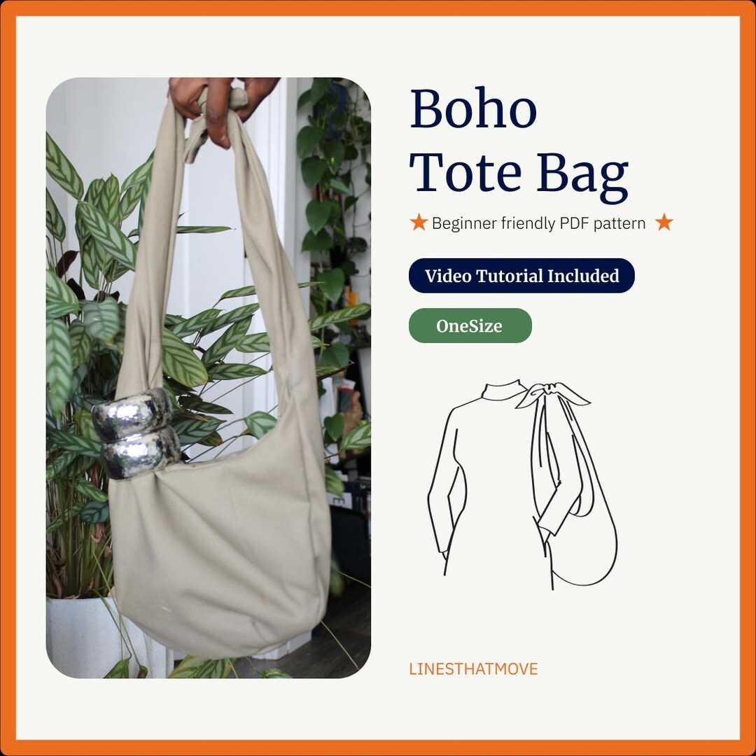 Boho Tote Bag Sewing Pattern PDF Beginner-friendly DIY Shoulder Bag ...