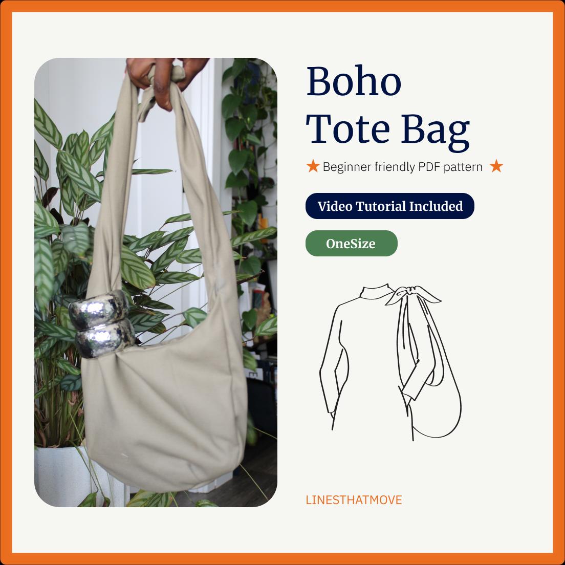 Boho Tote Bag Sewing Pattern PDF Beginner-friendly DIY Shoulder Bag ...
