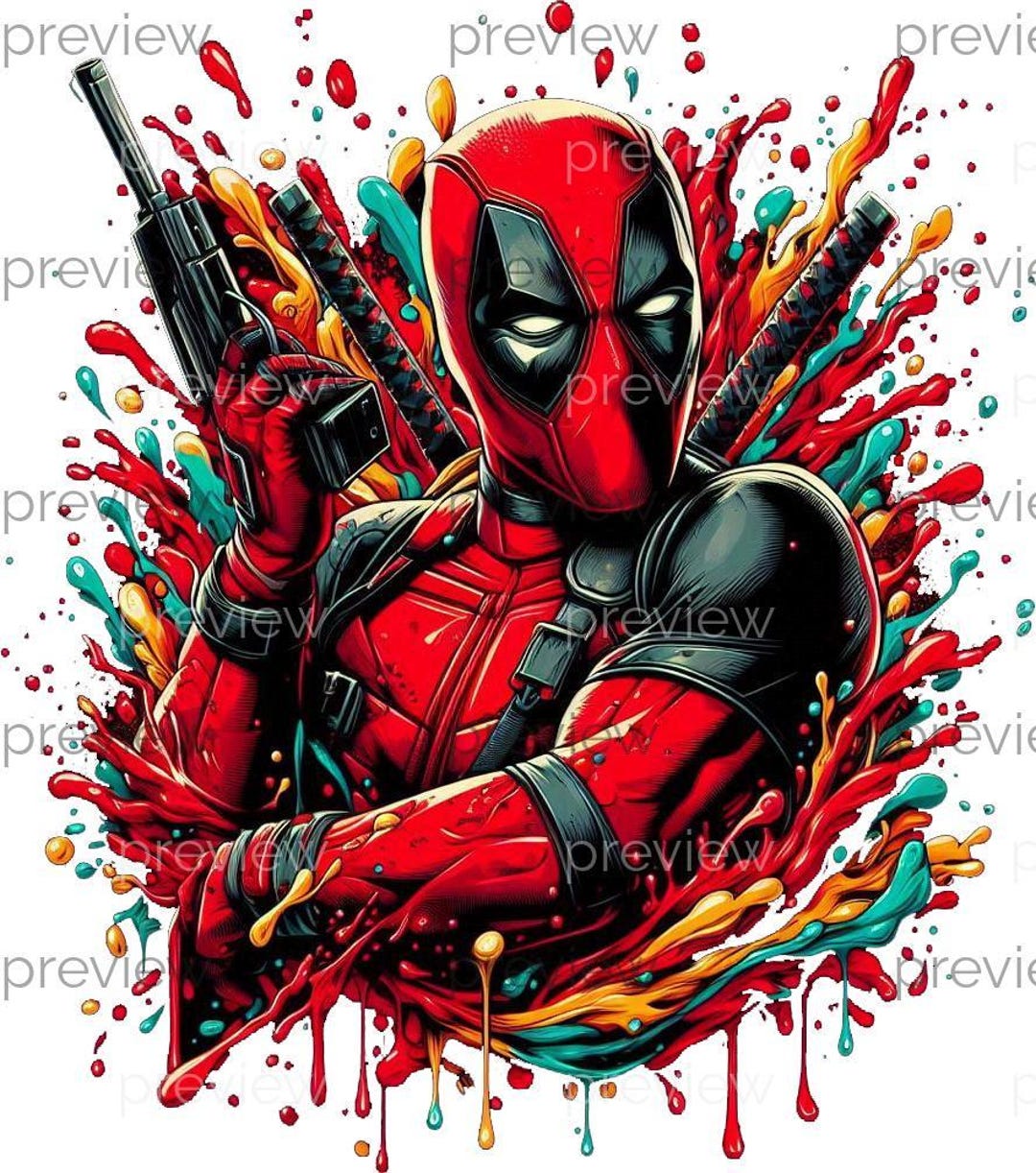 Deadpool PNG Dynamic Comic Hero in Action Pose Bold Red and Black ...