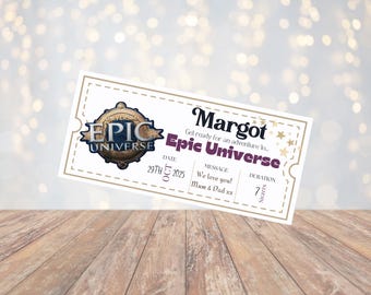 Personalised Epic Universe Reveal Card: Surprise Trip Ticket