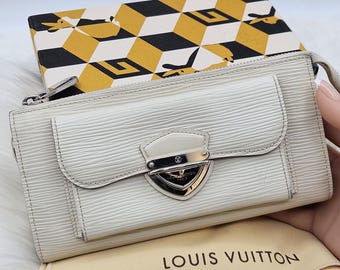 Portfel Louis Vuitton z teksturą Epi Ivoire ze skóry