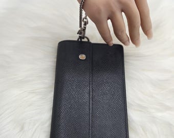 Portfel Louis Vuitton Black Taiga Leather Accordion Chain