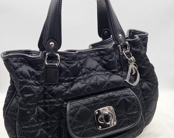 Christian Dior – Czarna nylonowa torba Cannage Charming Lock