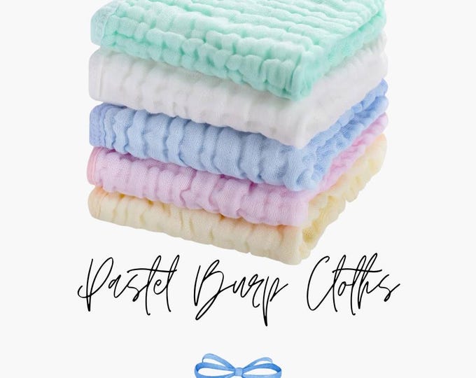Pastel Wash/Burp Cloths 5 Pack 10x10