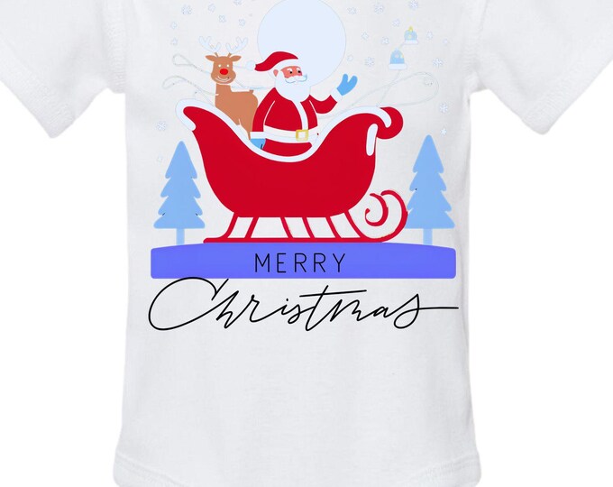 Christmas Onesie with Santa's Sleigh (long or short sleeve available, same price)