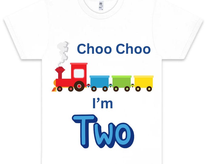 Two Year Old Birthday Shirt-train theme, option to personalize