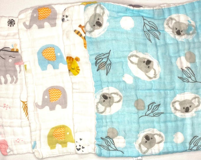 8 pack Wash/Burp Cloths in "Wild Animal" Theme