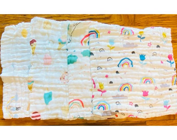 8 Pack Wash/Burp Cloths in "The Girlie" Pattern